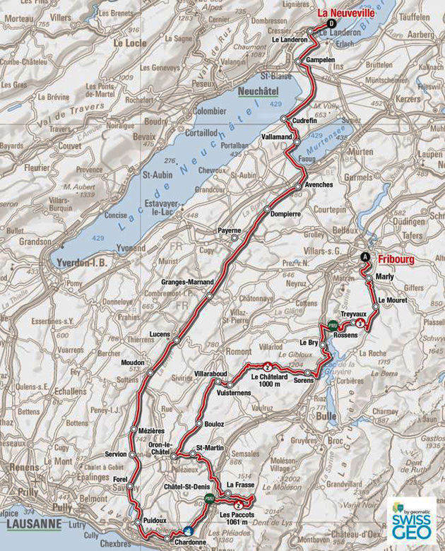 Tour de Romandie stage 4 map